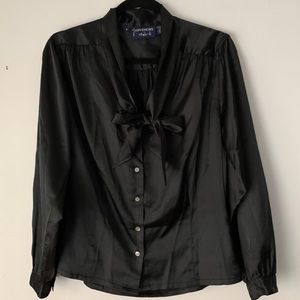 *SOLD* Givenchy for Chesa | black silk v-neck tie blouse